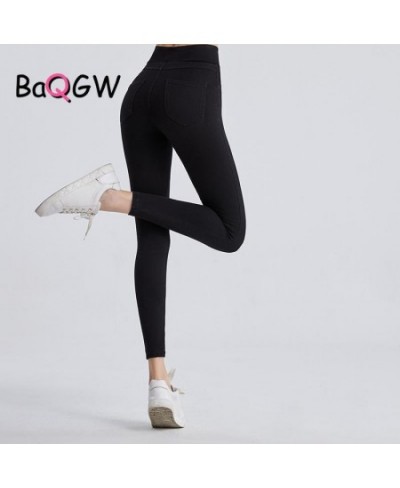 High Waist Stretchy Hip Lifting Women Sport Long Pants Skinny Denim Washed Pocket Running Gym Fitness Workout Leggings $38.55...