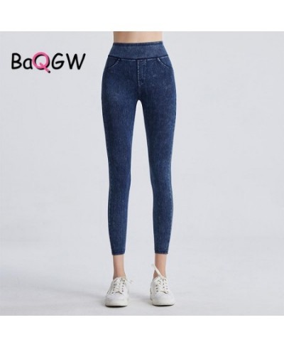 High Waist Stretchy Hip Lifting Women Sport Long Pants Skinny Denim Washed Pocket Running Gym Fitness Workout Leggings $38.55...