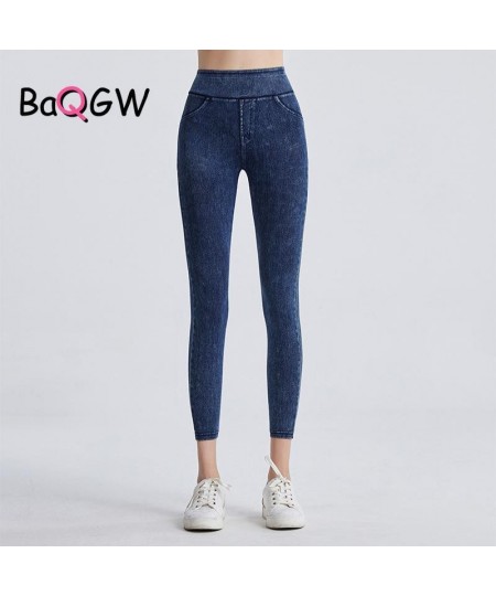 High Waist Stretchy Hip Lifting Women Sport Long Pants Skinny Denim Washed Pocket Running Gym Fitness Workout Leggings $38.55...