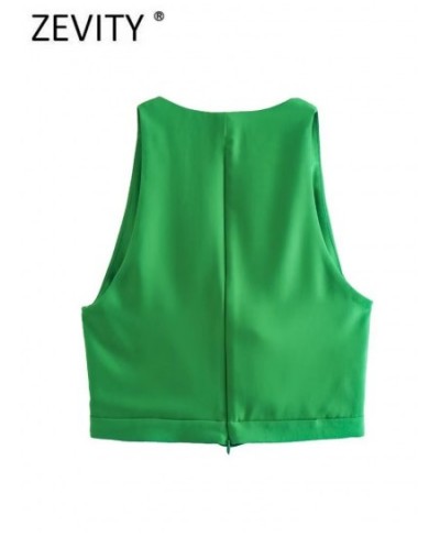 Women Fashion Sagging Neckline Design Sleeveless Green Vest Smock Blouse Female Back Zipper Shirt Chic BlusasTops LS2915 $29....