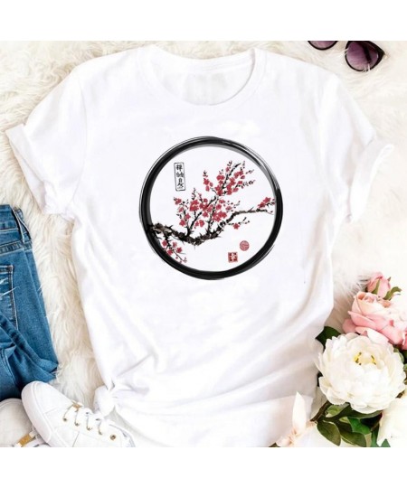 2022 New Sakura Plum Cute T-shirt Women's Summer New White Casual Short Sleeve T-shirt Women's Kawaii Street T-shirt. $18.57 ...