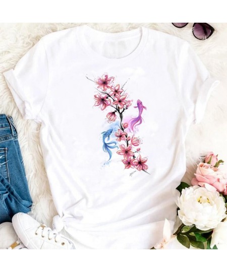 2022 New Sakura Plum Cute T-shirt Women's Summer New White Casual Short Sleeve T-shirt Women's Kawaii Street T-shirt. $18.57 ...