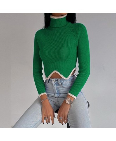 2022 Women Pullover Turtleneck Sweater Winter Long Sleeve Slim Elastic Korean Simple Basic Jumper Solid Color Top $34.61 - Sw...