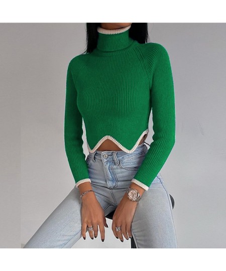 2022 Women Pullover Turtleneck Sweater Winter Long Sleeve Slim Elastic Korean Simple Basic Jumper Solid Color Top $34.61 - Sw...