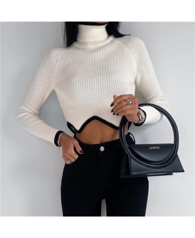 2022 Women Pullover Turtleneck Sweater Winter Long Sleeve Slim Elastic Korean Simple Basic Jumper Solid Color Top $34.61 - Sw...