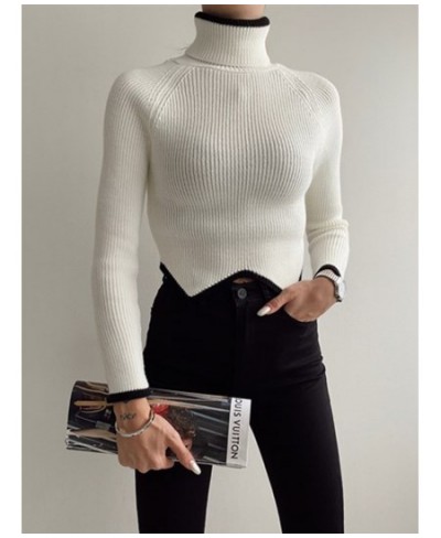 2022 Women Pullover Turtleneck Sweater Winter Long Sleeve Slim Elastic Korean Simple Basic Jumper Solid Color Top $34.61 - Sw...