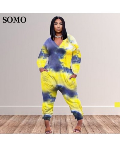 Casual Long Sleeve Tie Dye Jumpsuits Leisure Wear One Piece Jumpsuit for Women Plus Size Clothing Wholesale $42.19 - Plus Siz...