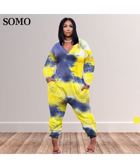 Casual Long Sleeve Tie Dye Jumpsuits Leisure Wear One Piece Jumpsuit for Women Plus Size Clothing Wholesale $42.19 - Plus Siz...