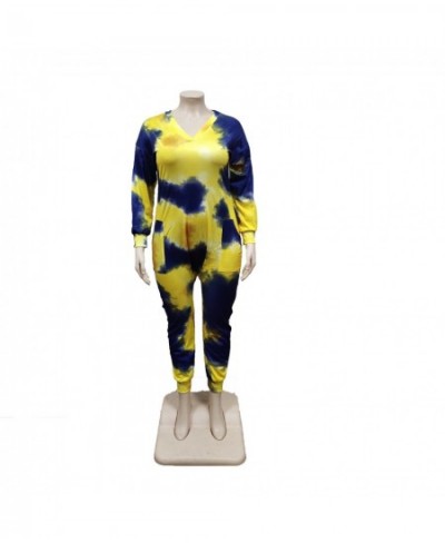 Casual Long Sleeve Tie Dye Jumpsuits Leisure Wear One Piece Jumpsuit for Women Plus Size Clothing Wholesale $42.19 - Plus Siz...