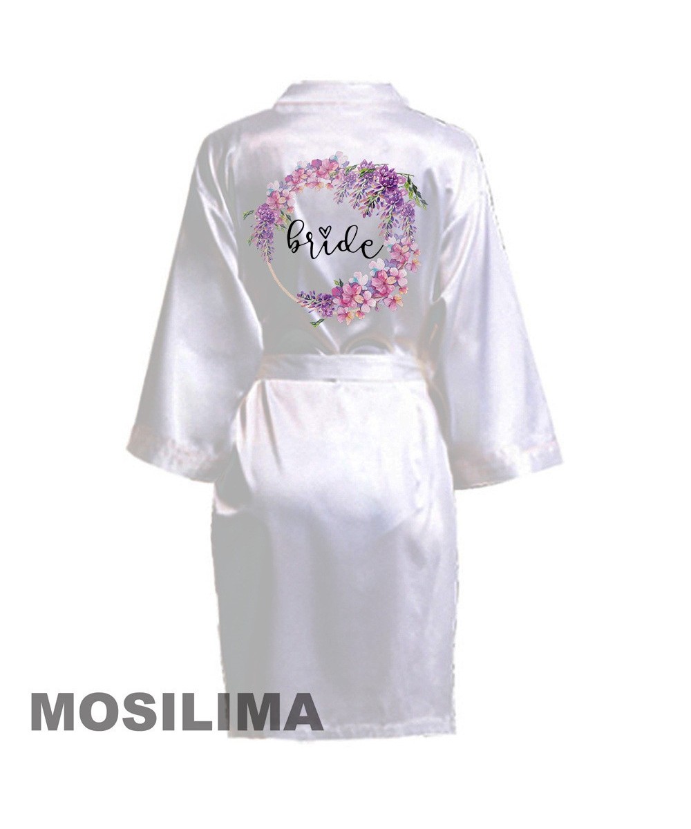 Wedding Party Team Bride Robe Kimono Satin Pajamas Bridesmaid Bathrobe SP069 $21.39 - Sleepwears