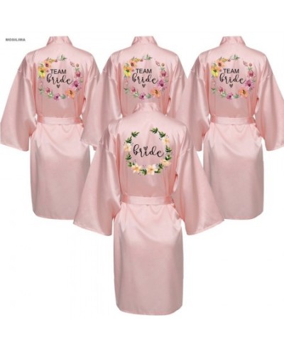 Wedding Party Team Bride Robe Kimono Satin Pajamas Bridesmaid Bathrobe SP069 $21.39 - Sleepwears