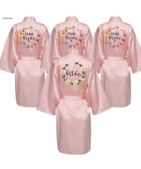 Wedding Party Team Bride Robe Kimono Satin Pajamas Bridesmaid Bathrobe SP069 $21.39 - Sleepwears