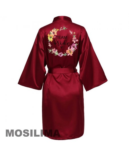 Wedding Party Team Bride Robe Kimono Satin Pajamas Bridesmaid Bathrobe SP069 $21.39 - Sleepwears