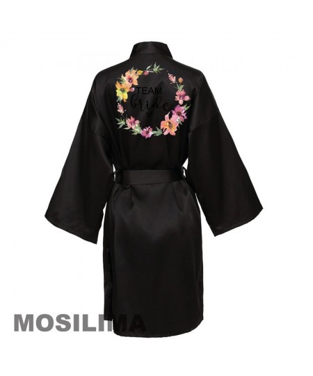 Wedding Party Team Bride Robe Kimono Satin Pajamas Bridesmaid Bathrobe SP069 $21.39 - Sleepwears