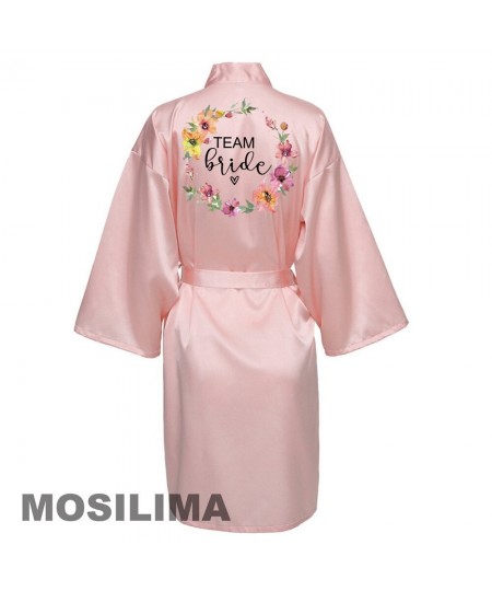 Wedding Party Team Bride Robe Kimono Satin Pajamas Bridesmaid Bathrobe SP069 $21.39 - Sleepwears