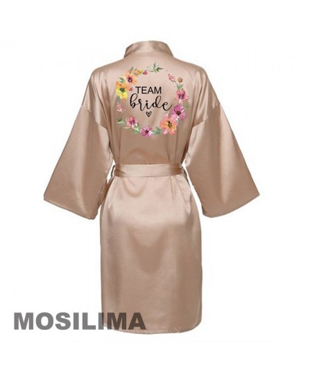 Wedding Party Team Bride Robe Kimono Satin Pajamas Bridesmaid Bathrobe SP069 $21.39 - Sleepwears