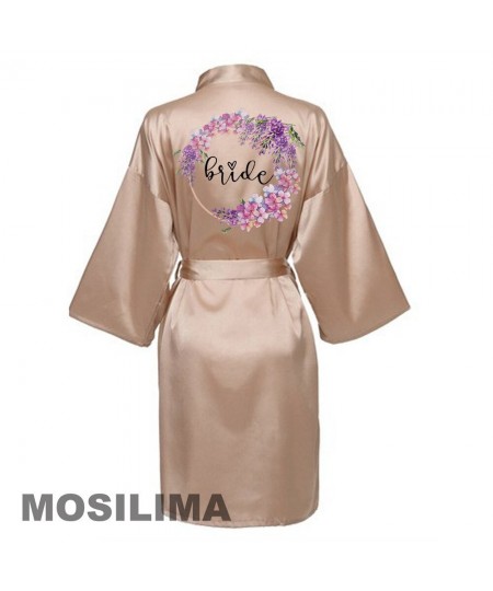 Wedding Party Team Bride Robe Kimono Satin Pajamas Bridesmaid Bathrobe SP069 $21.39 - Sleepwears