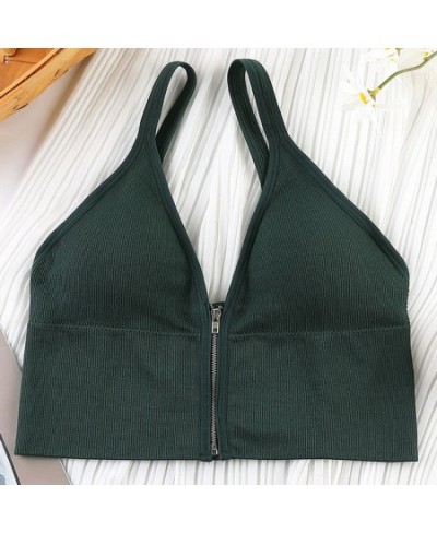 Sexy Zipper Crop Tops Tube Top Women Lingerie Streetwear Sleeveless Camisole Wireless Sports Comfortable Tank $19.51 - Underwear