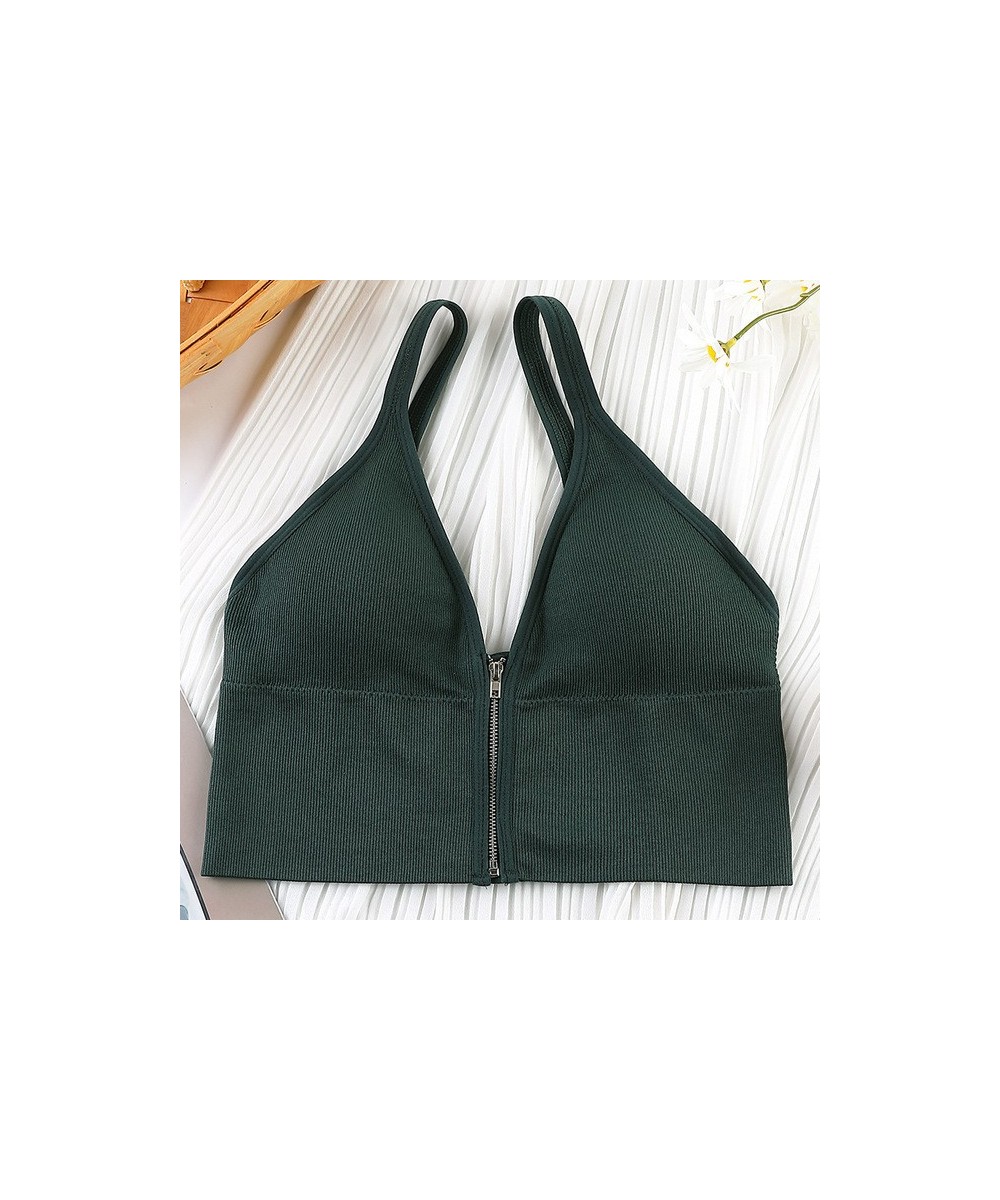 Sexy Zipper Crop Tops Tube Top Women Lingerie Streetwear Sleeveless Camisole Wireless Sports Comfortable Tank $19.51 - Underwear