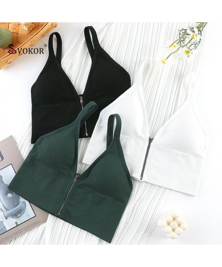 Sexy Zipper Crop Tops Tube Top Women Lingerie Streetwear Sleeveless Camisole Wireless Sports Comfortable Tank $19.51 - Underwear