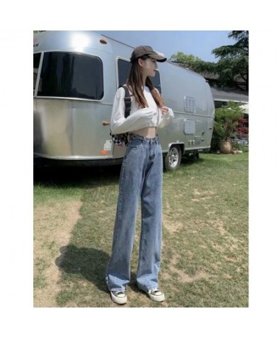 Women Pant Woman Jeans High Waist Denim Pants Wide Leg Denim Clothing Blue Jeans Vintage Quality Fashion Straight Pants $36.5...