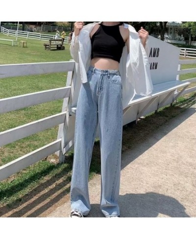 Women Pant Woman Jeans High Waist Denim Pants Wide Leg Denim Clothing Blue Jeans Vintage Quality Fashion Straight Pants $36.5...