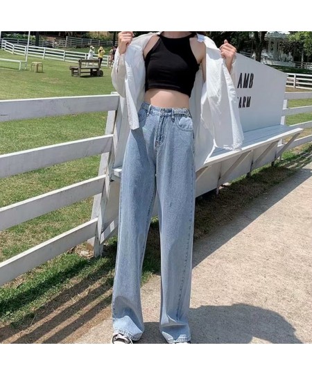 Women Pant Woman Jeans High Waist Denim Pants Wide Leg Denim Clothing Blue Jeans Vintage Quality Fashion Straight Pants $36.5...