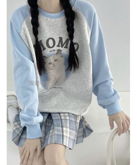 Deeptown Kawaii Cat Print Sweatshirts Women Harajuku Vintage Oversized Hoodies Cartoon Casual Long Sleeve Sweet Crewneck Tops...