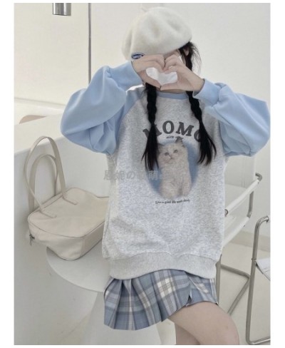 Deeptown Kawaii Cat Print Sweatshirts Women Harajuku Vintage Oversized Hoodies Cartoon Casual Long Sleeve Sweet Crewneck Tops...