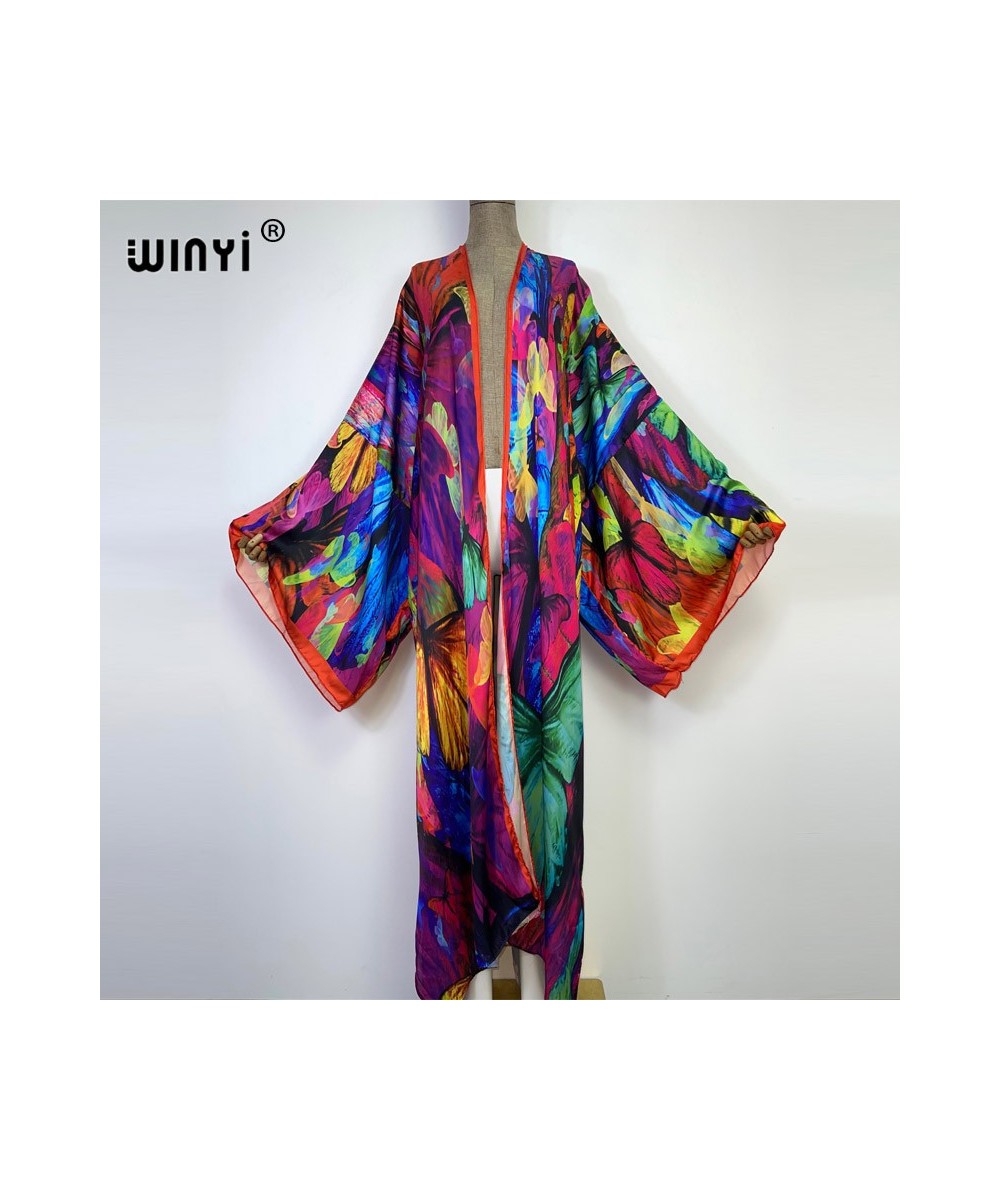 2022 new Summer Butterfly printing Beach Wear Swim Suit elegant Africa women boho Cardigan sexy Holiday long Sleeve Kimono $5...