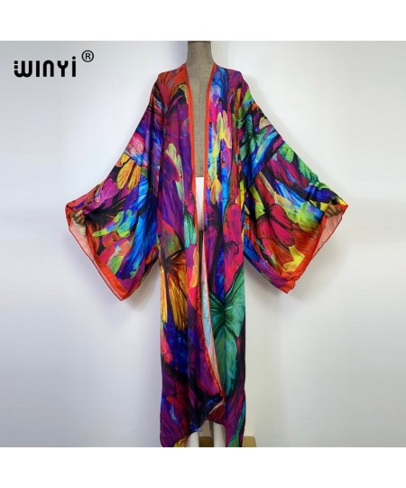 2022 new Summer Butterfly printing Beach Wear Swim Suit elegant Africa women boho Cardigan sexy Holiday long Sleeve Kimono $5...