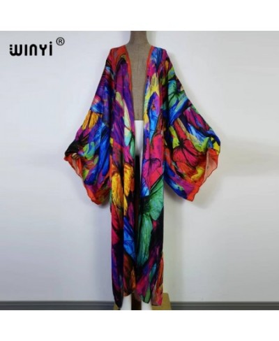 2022 new Summer Butterfly printing Beach Wear Swim Suit elegant Africa women boho Cardigan sexy Holiday long Sleeve Kimono $5...