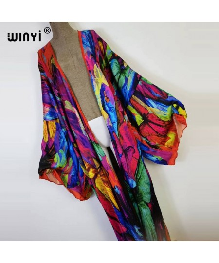 2022 new Summer Butterfly printing Beach Wear Swim Suit elegant Africa women boho Cardigan sexy Holiday long Sleeve Kimono $5...