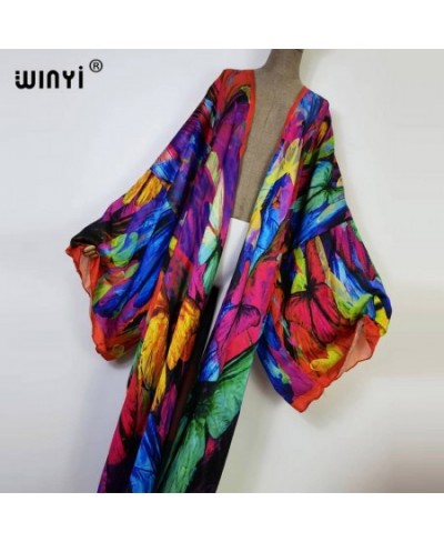 2022 new Summer Butterfly printing Beach Wear Swim Suit elegant Africa women boho Cardigan sexy Holiday long Sleeve Kimono $5...