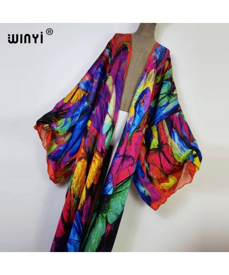 2022 new Summer Butterfly printing Beach Wear Swim Suit elegant Africa women boho Cardigan sexy Holiday long Sleeve Kimono $5...