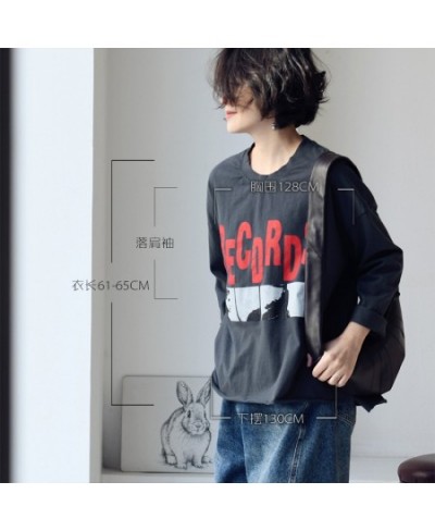 T6931C Korean version of casual letter pattern printed before short after long loose crewneck T-shirt women $95.31 - Tops & Tees