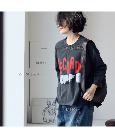 T6931C Korean version of casual letter pattern printed before short after long loose crewneck T-shirt women $95.31 - Tops & Tees