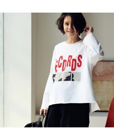 T6931C Korean version of casual letter pattern printed before short after long loose crewneck T-shirt women $95.31 - Tops & Tees