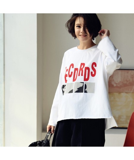 T6931C Korean version of casual letter pattern printed before short after long loose crewneck T-shirt women $95.31 - Tops & Tees