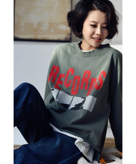 T6931C Korean version of casual letter pattern printed before short after long loose crewneck T-shirt women $95.31 - Tops & Tees