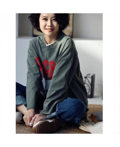 T6931C Korean version of casual letter pattern printed before short after long loose crewneck T-shirt women $95.31 - Tops & Tees