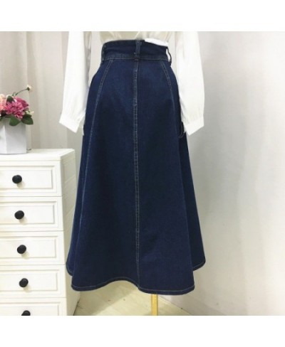 Long Blue Denim Skirt Women Korean Elegant Jeans Skirt High Waist A Line Jeans Skirts Long For Womens Clothes 2022 Summer $51...