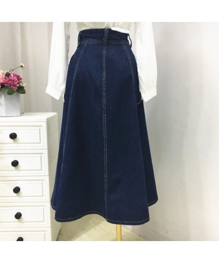 Long Blue Denim Skirt Women Korean Elegant Jeans Skirt High Waist A Line Jeans Skirts Long For Womens Clothes 2022 Summer $51...