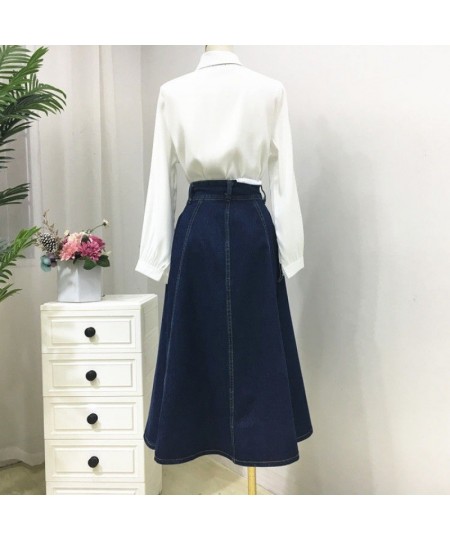 Long Blue Denim Skirt Women Korean Elegant Jeans Skirt High Waist A Line Jeans Skirts Long For Womens Clothes 2022 Summer $51...