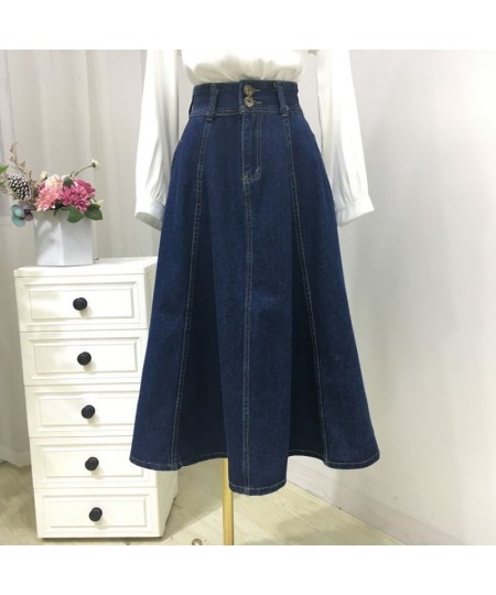 Long Blue Denim Skirt Women Korean Elegant Jeans Skirt High Waist A Line Jeans Skirts Long For Womens Clothes 2022 Summer $51...