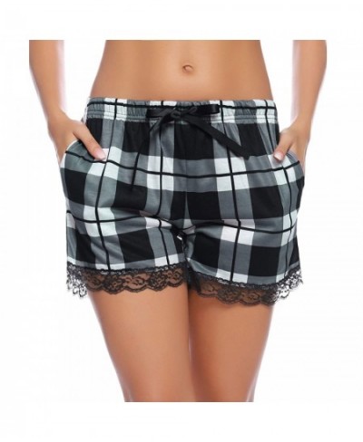 Fashion Women Soft Lace Ruffle Plaid Sleep Pockets Pajama Shorts Pants $52.80 - Sleepwears