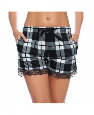 Fashion Women Soft Lace Ruffle Plaid Sleep Pockets Pajama Shorts Pants $52.80 - Sleepwears