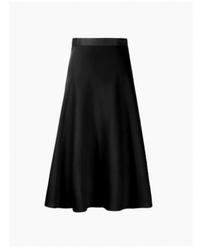 Satin Long Skirt Female 2023 Spring Summer New Girls A Line Black Chic and Elegant WomDress Casual Dresses Office Lady $39.55...