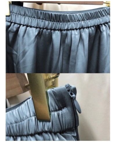 Satin Long Skirt Female 2023 Spring Summer New Girls A Line Black Chic and Elegant WomDress Casual Dresses Office Lady $39.55...