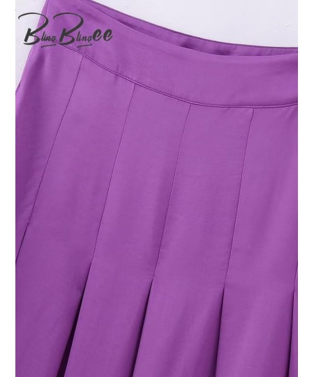 Summer Fashion Pleated Women A-Line Skirts Thin Style Zipper Side High Waisted Satin Female Midi Long Skirt $53.49 - Skirts